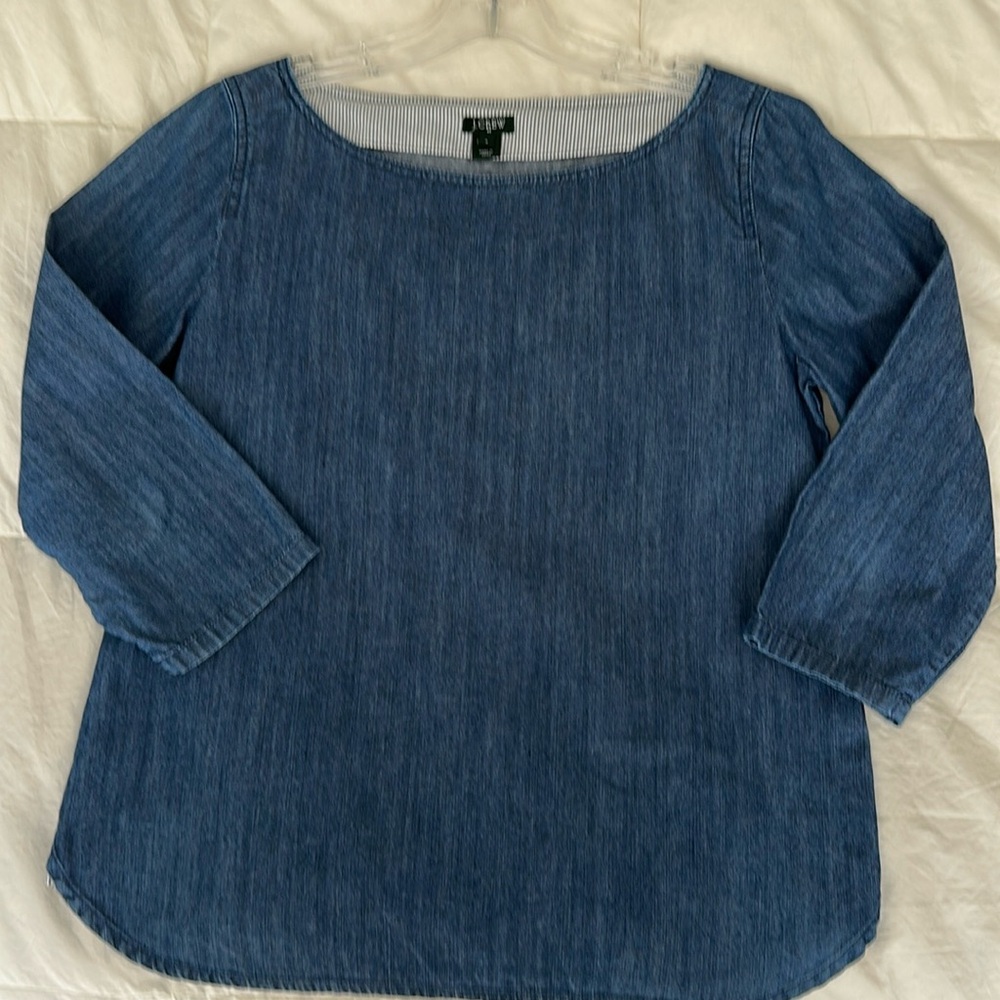 J. Crew Women's Boat Neck Denim Top